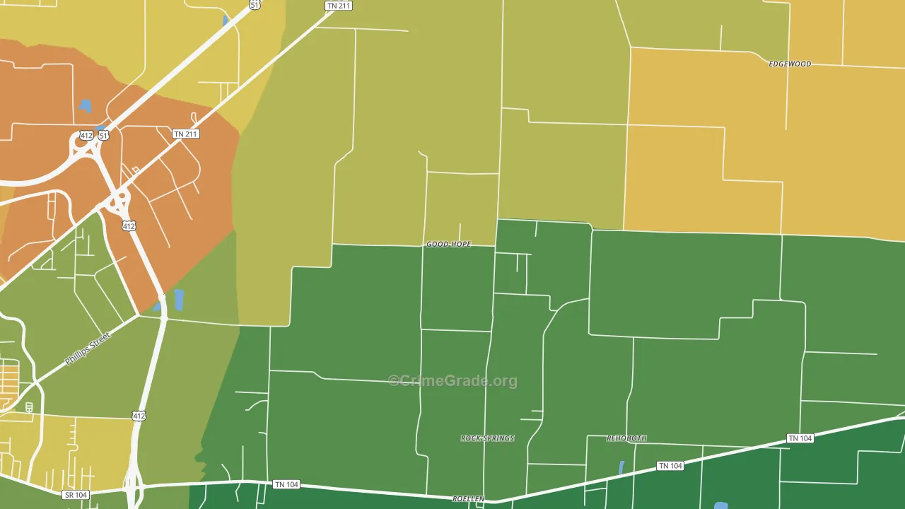 Good Hope, TN Map of Theft Rates