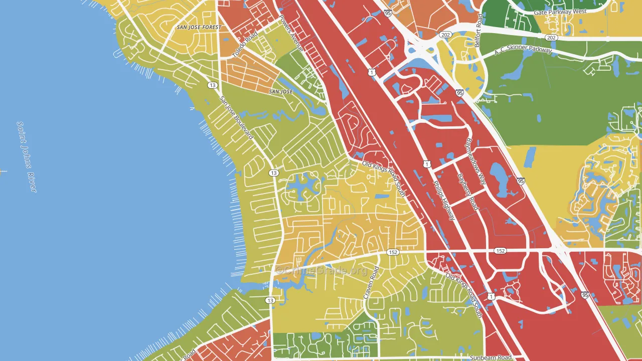 Goodby's Creek, Jacksonville, FL Map of Theft Rates