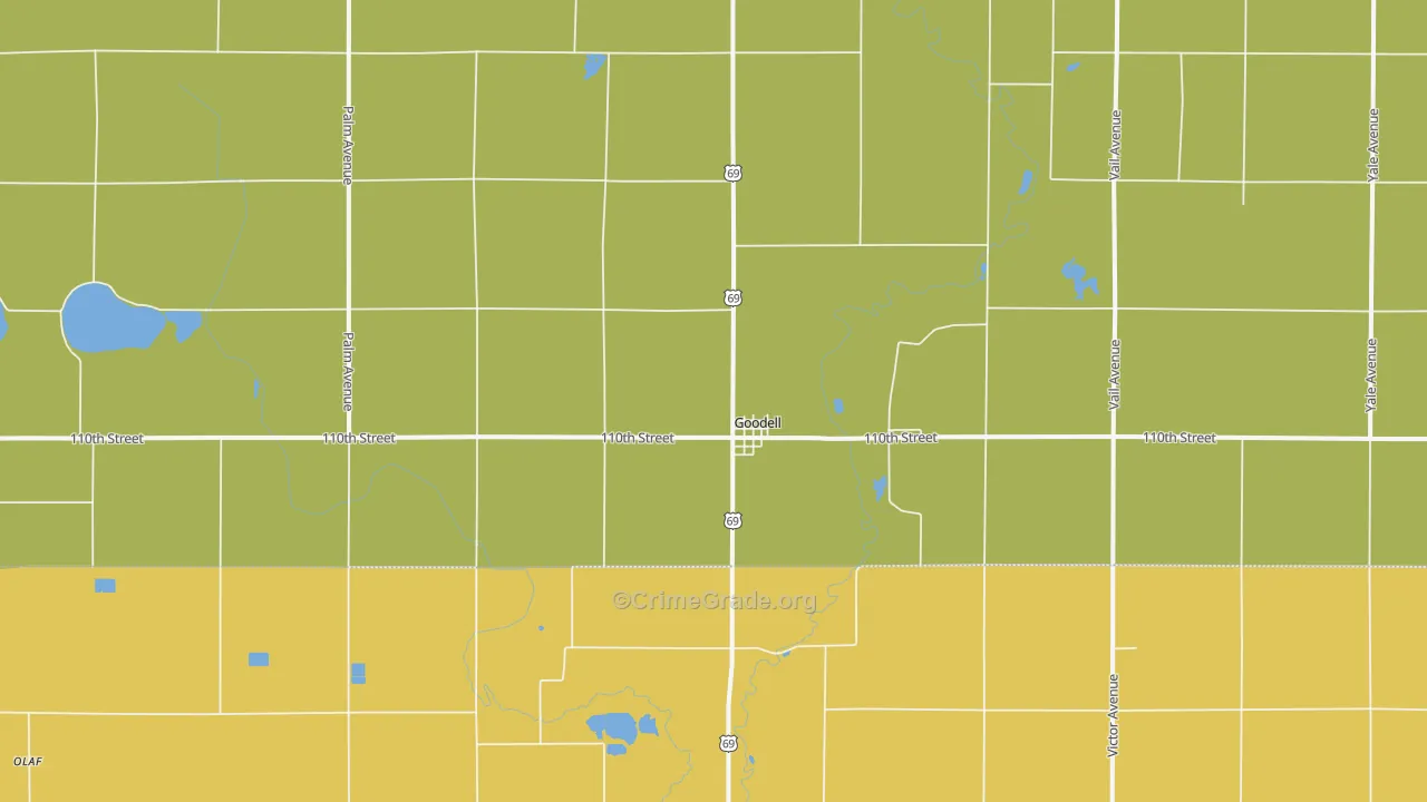 Goodell, IA Map of Theft Rates
