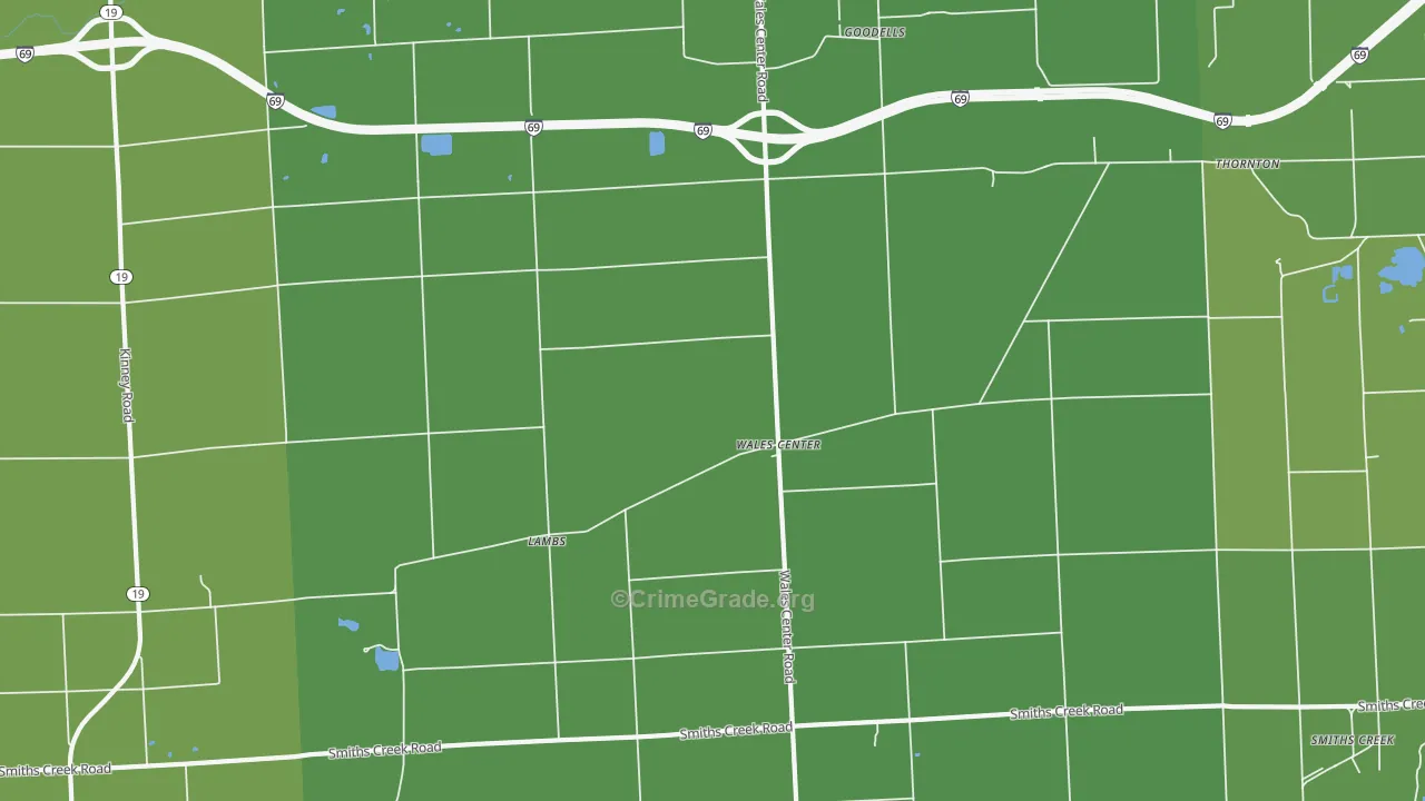 Goodells, MI Map of Theft Rates