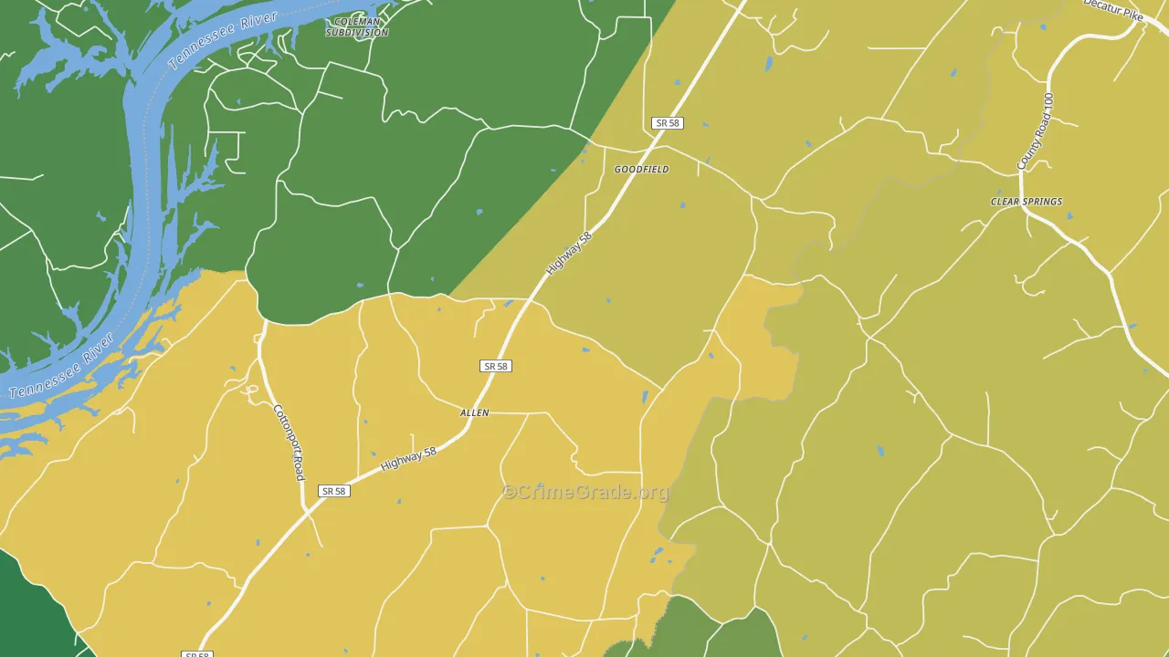 Goodfield, TN Map of Theft Rates