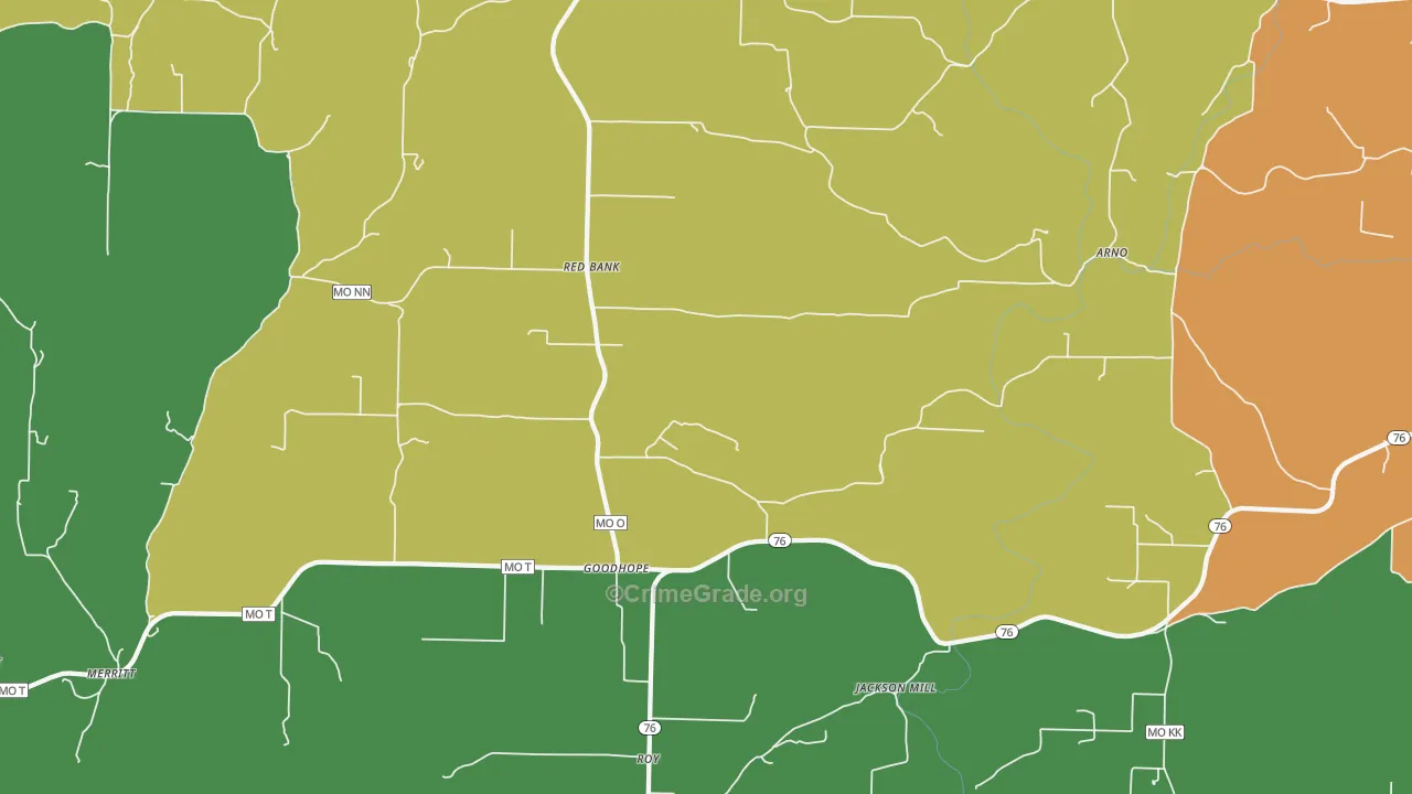 Goodhope, MO Map of Theft Rates