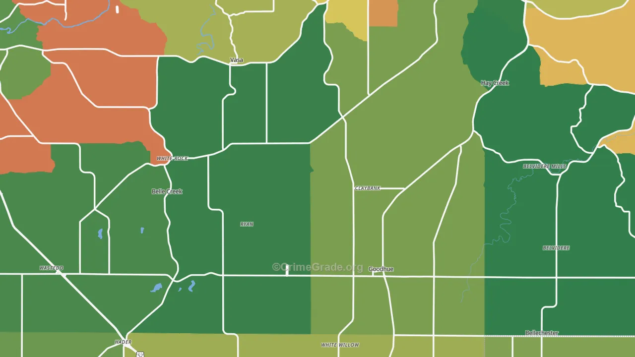 Goodhue County, MN Map of Theft Rates
