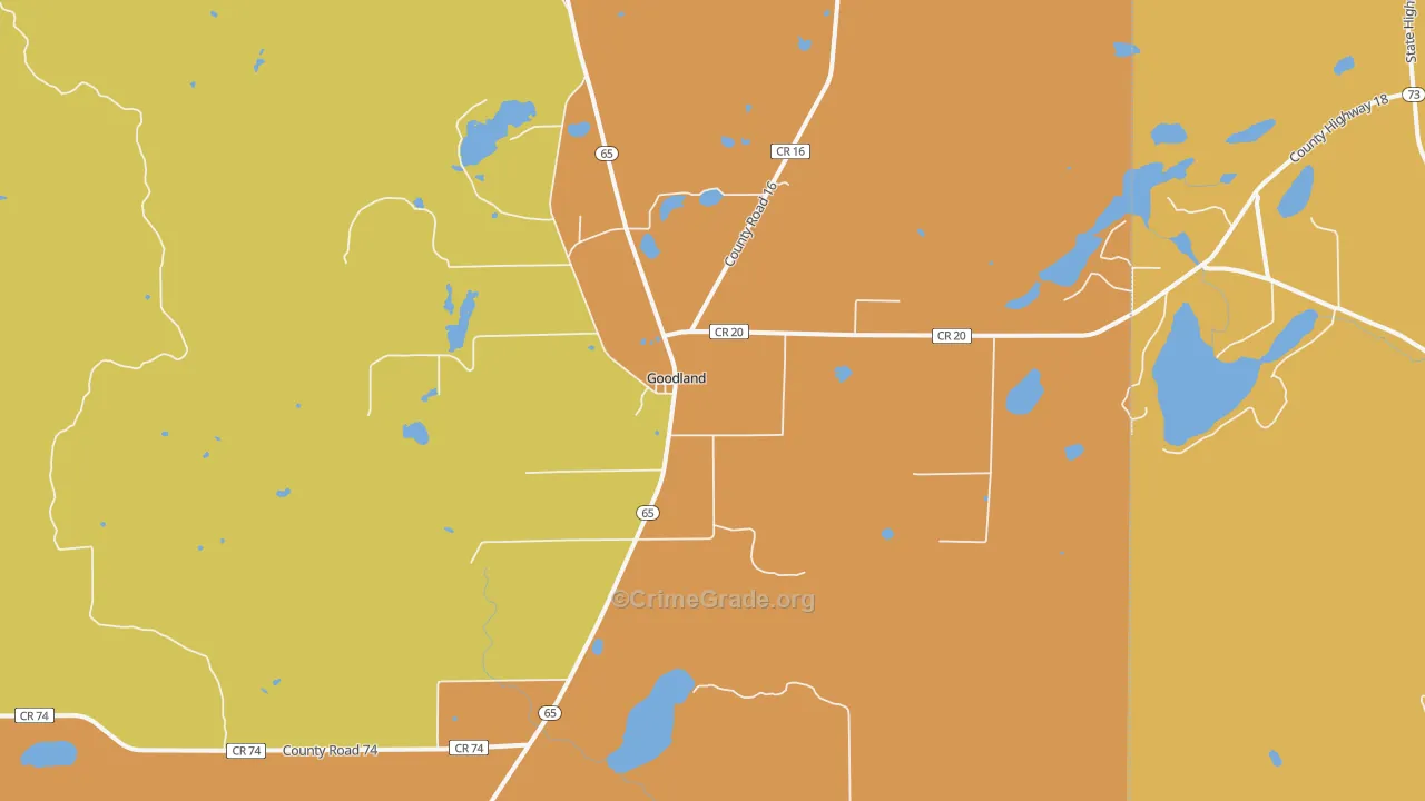 Goodland, MN Map of Theft Rates