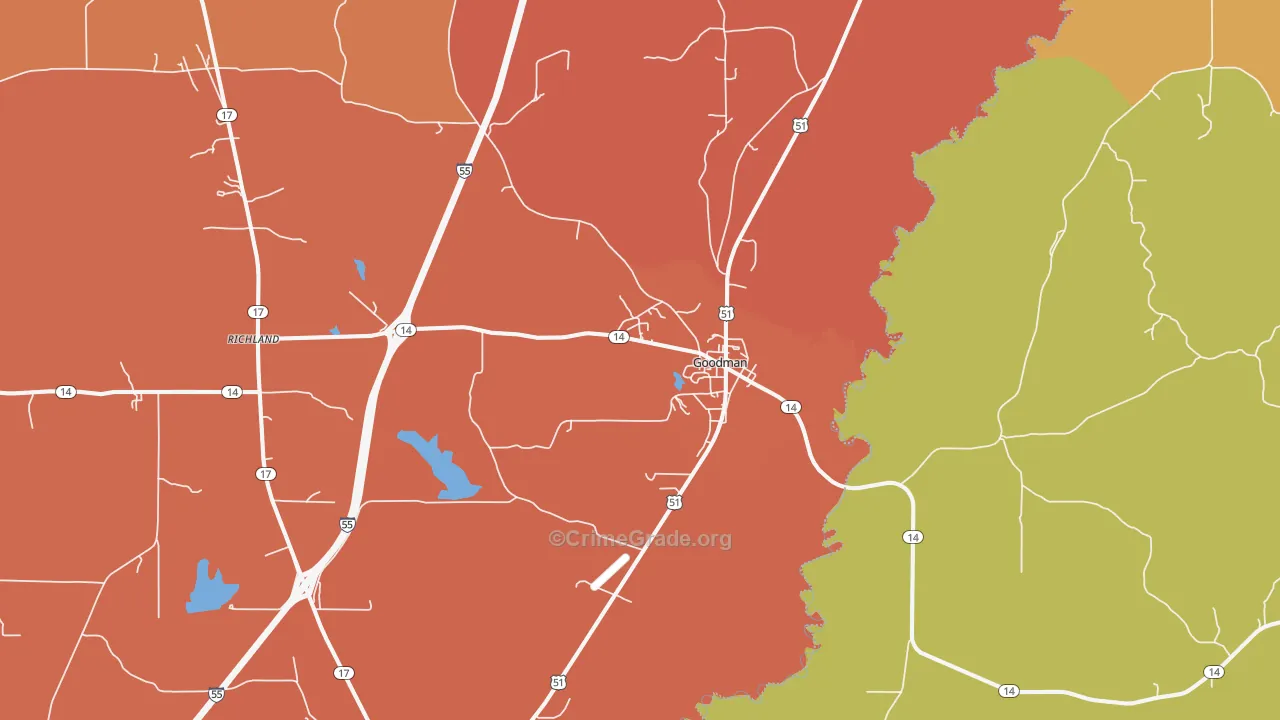 Goodman, MS Map of Theft Rates