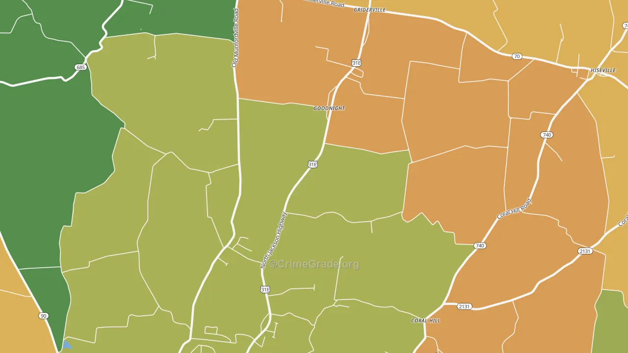 Goodnight, KY Map of Theft Rates