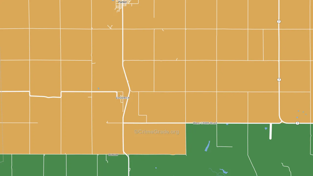 Goodrich, KS Map of Theft Rates