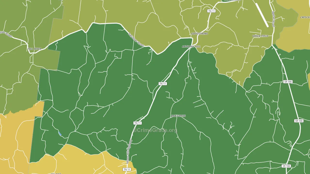 Goodspring, TN Map of Theft Rates