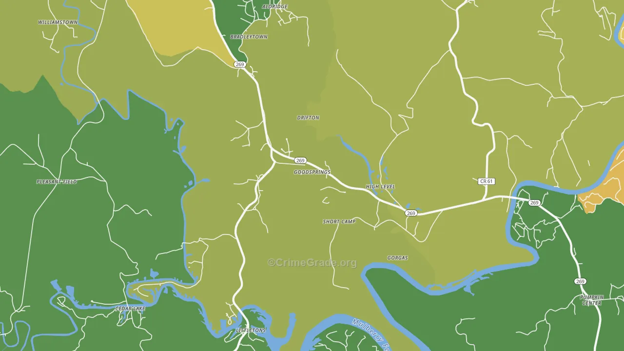 Goodsprings, AL Map of Theft Rates