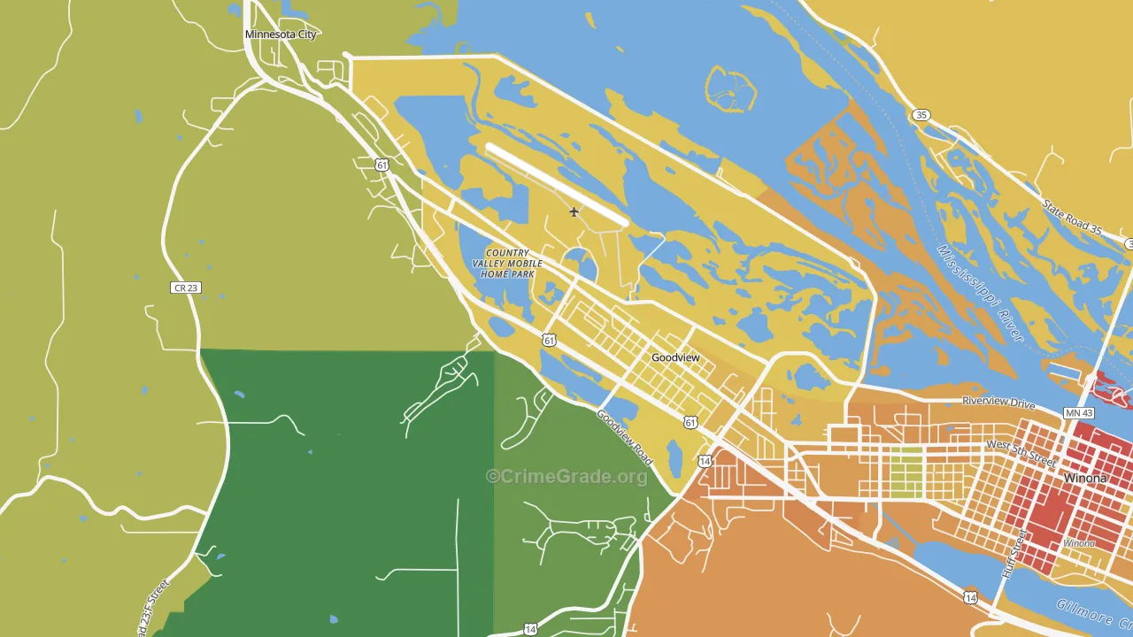 Goodview, MN Map of Theft Rates
