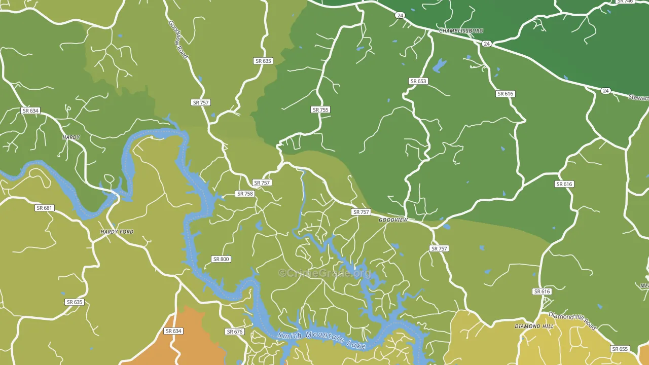 Goodview, VA Map of Theft Rates