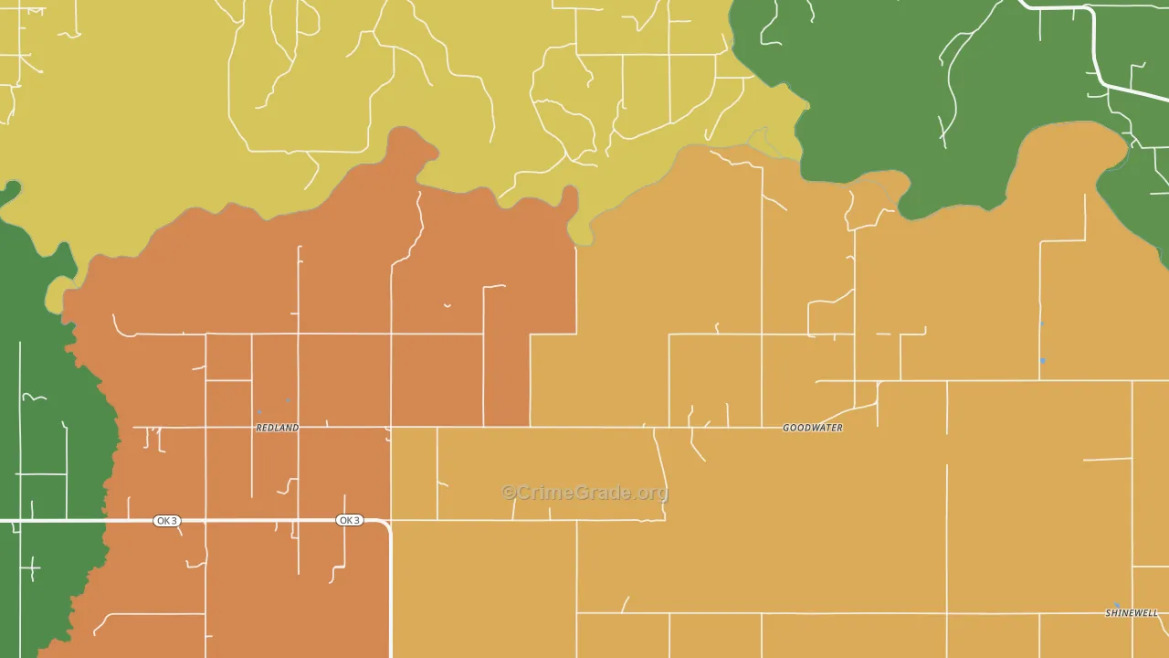 Goodwater, OK Map of Theft Rates
