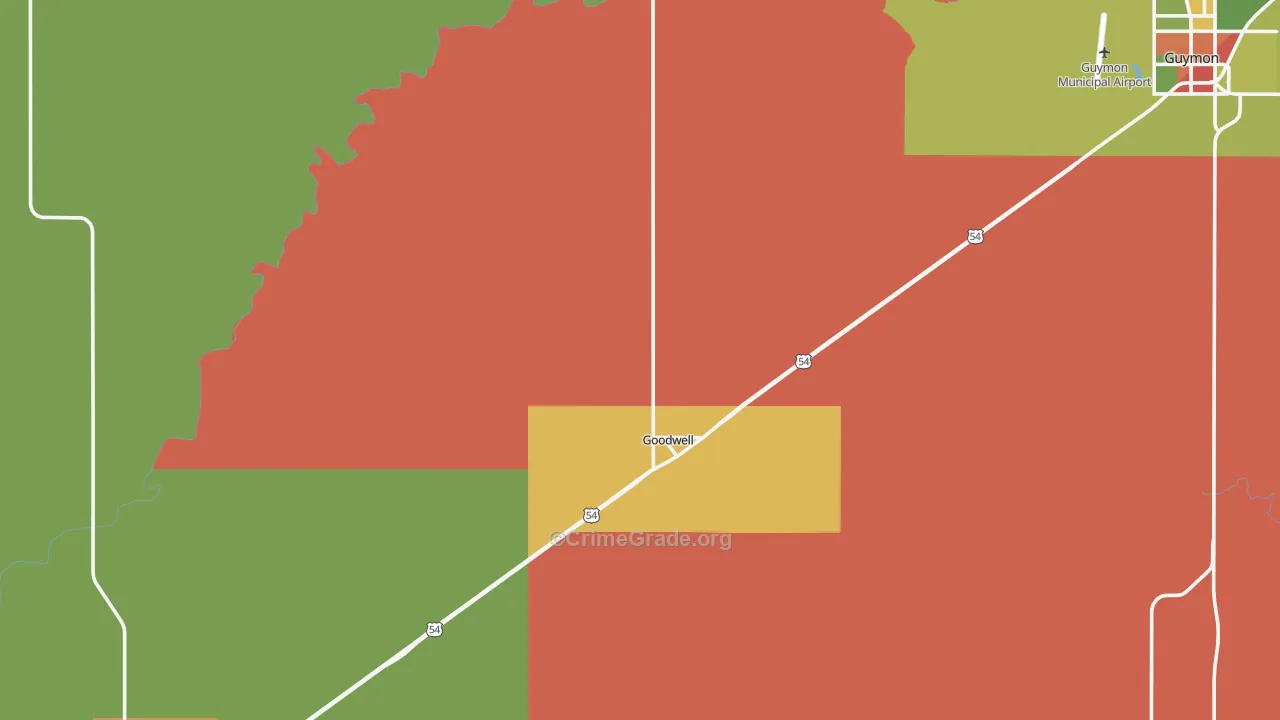 Goodwell, OK Map of Theft Rates