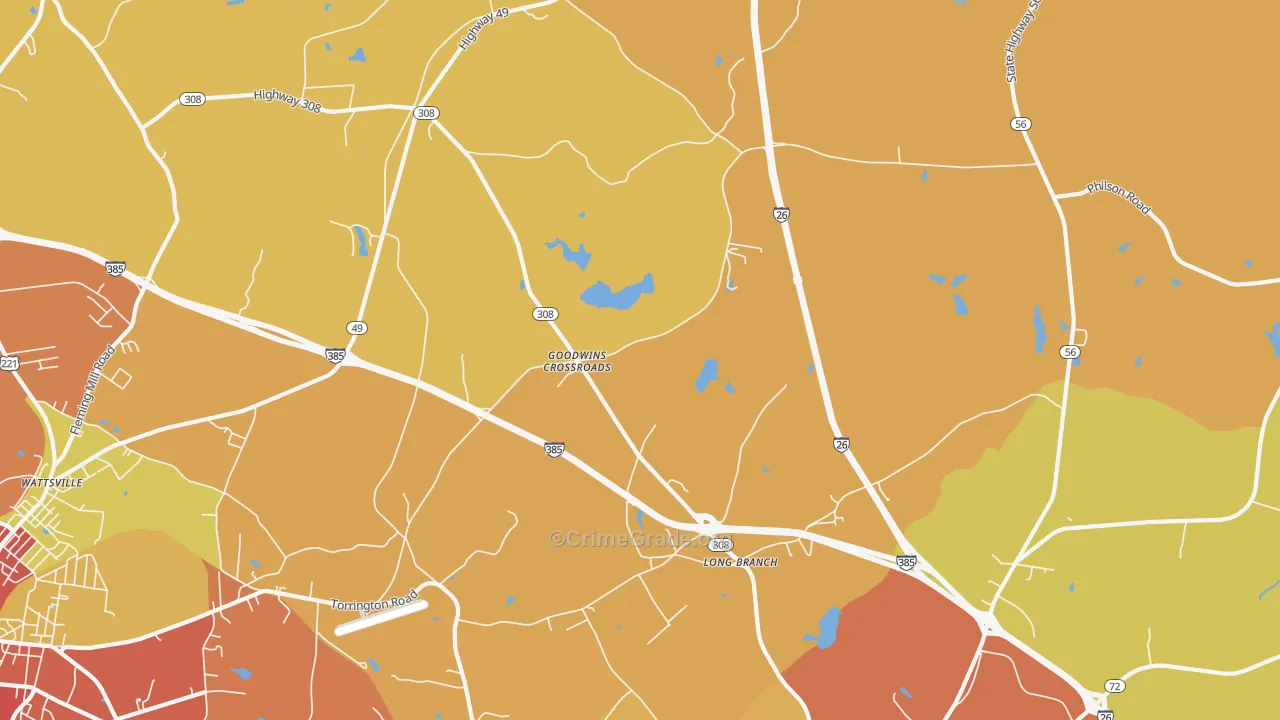 Goodwins Crossroads, SC Map of Theft Rates