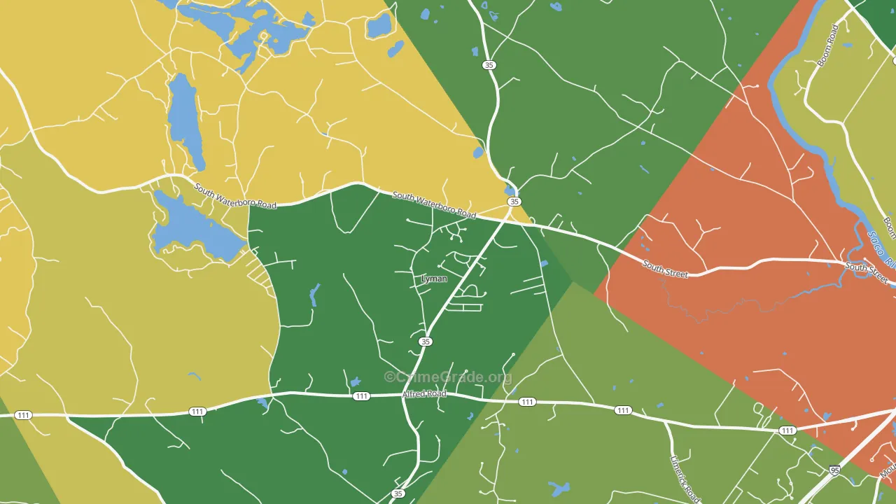 Goodwins Mills, ME Map of Theft Rates