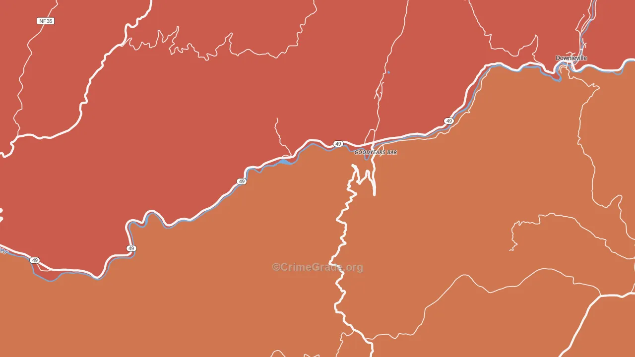 Goodyears Bar, CA Map of Theft Rates