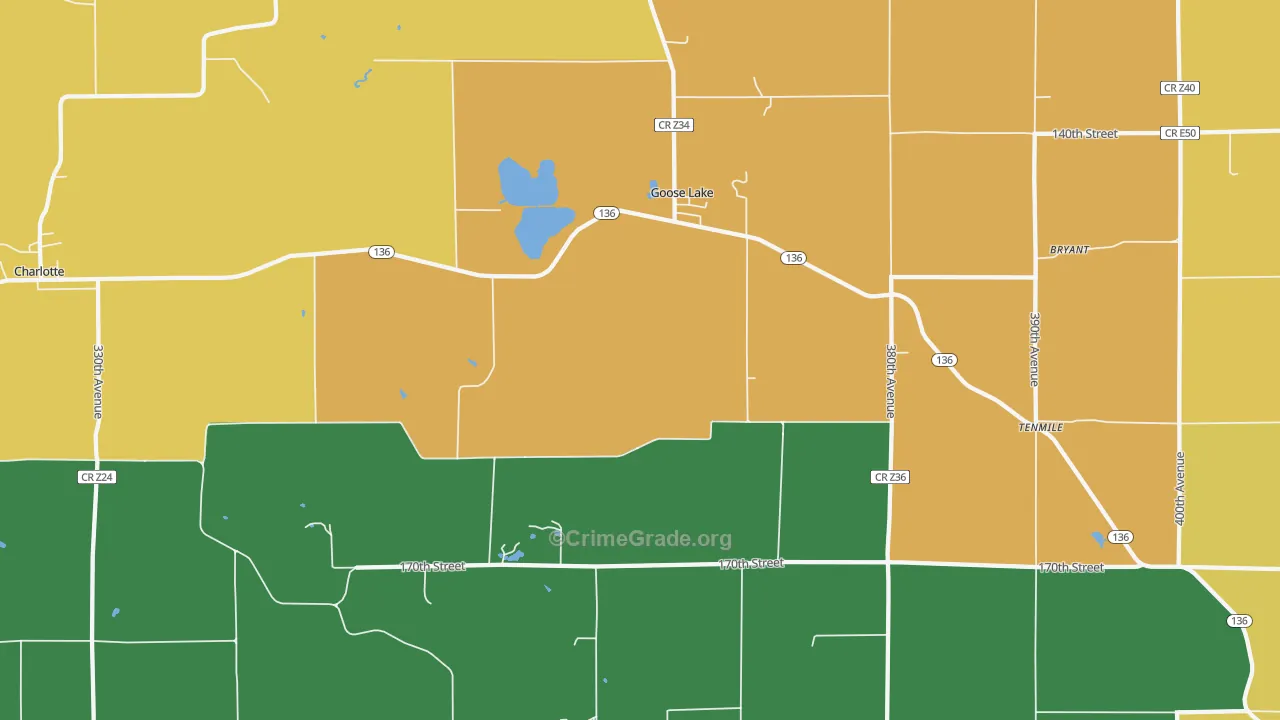 Goose Lake, IA Map of Theft Rates