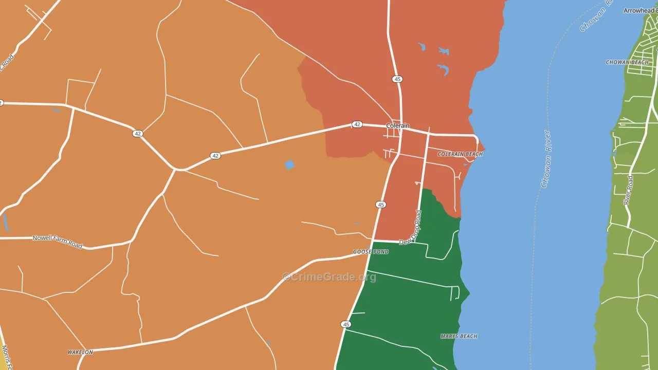 Goose Pond, NC Map of Theft Rates