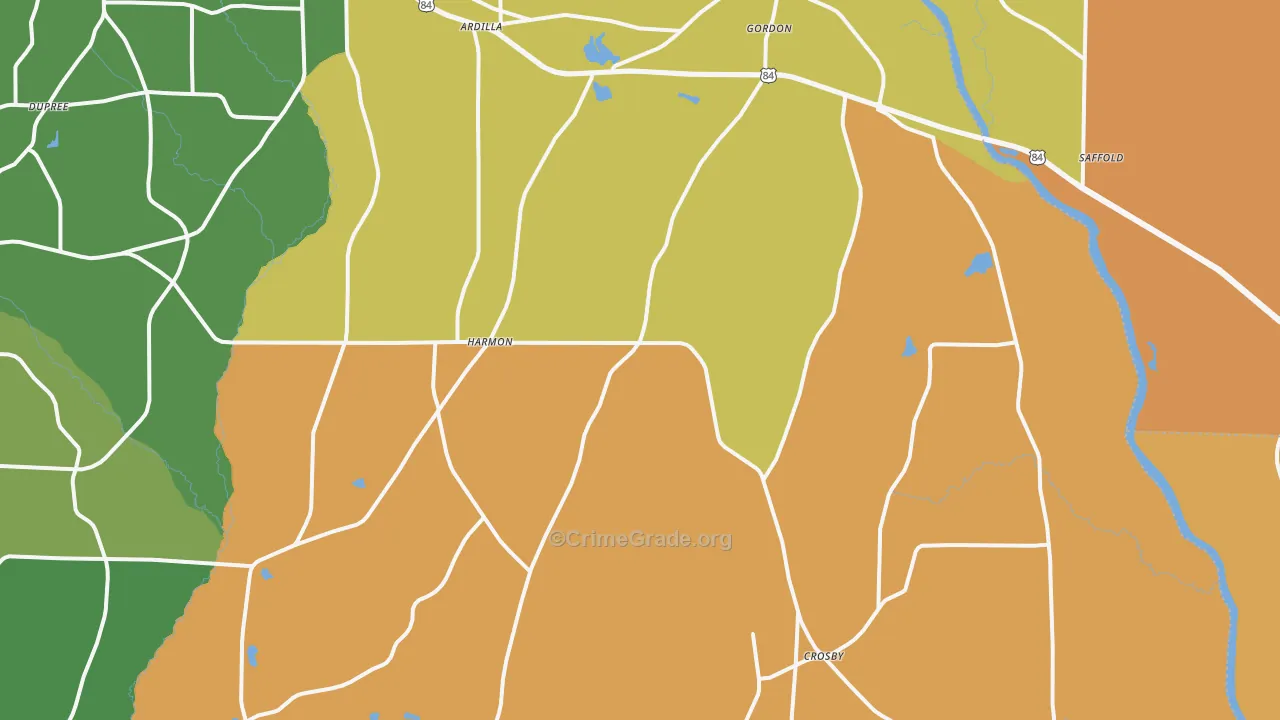 Gordon, AL Map of Theft Rates