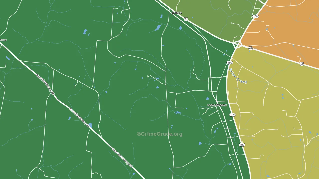 Gordontown, NC Map of Theft Rates