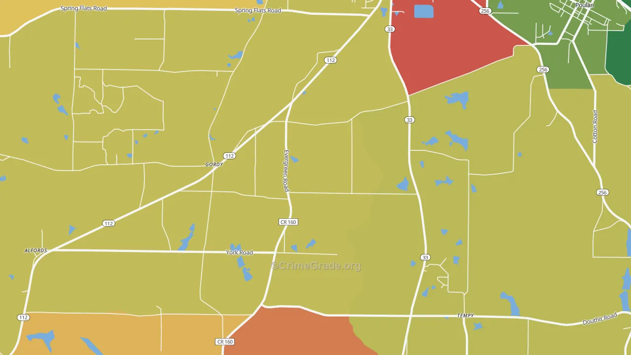 Gordy, GA Map of Theft Rates