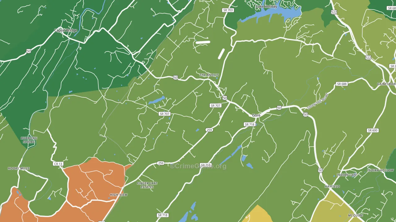 Gore, VA Map of Theft Rates