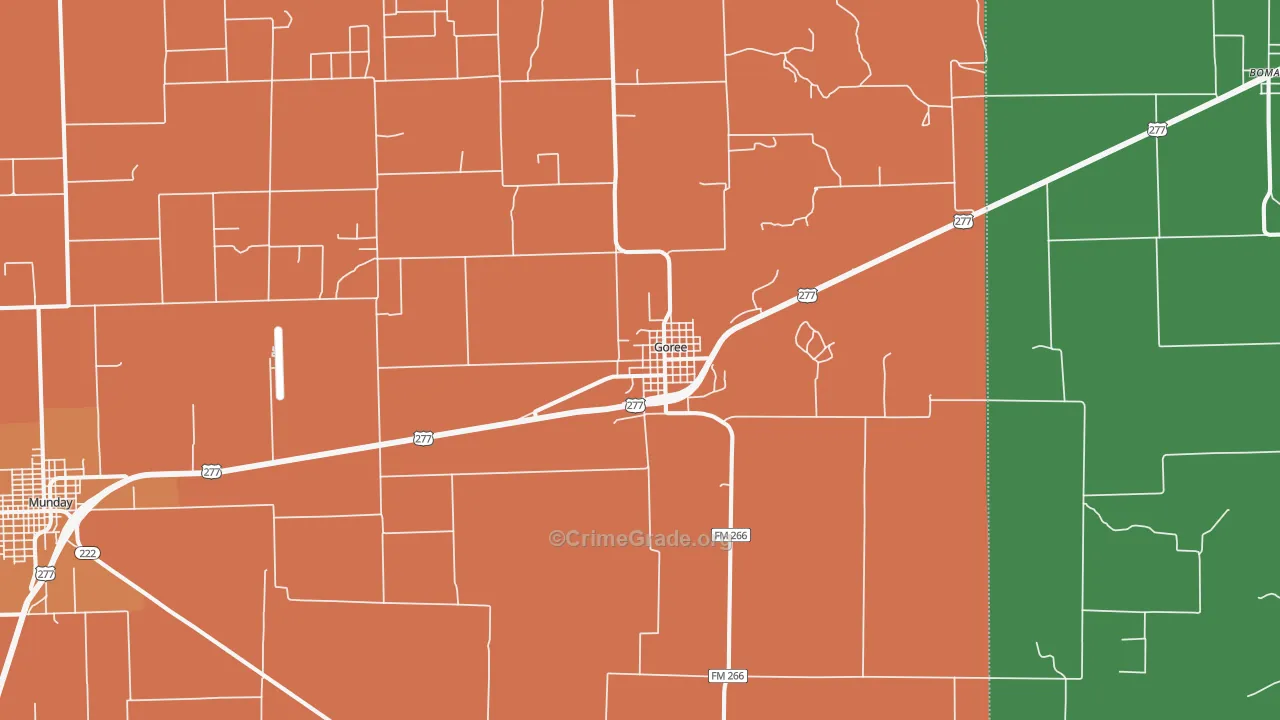 Goree, TX Map of Theft Rates