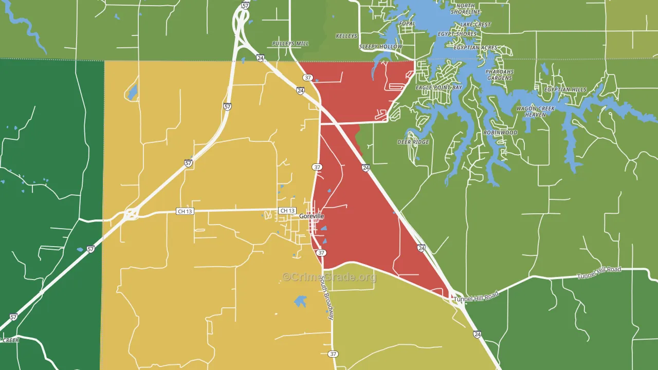 Goreville, IL Map of Theft Rates