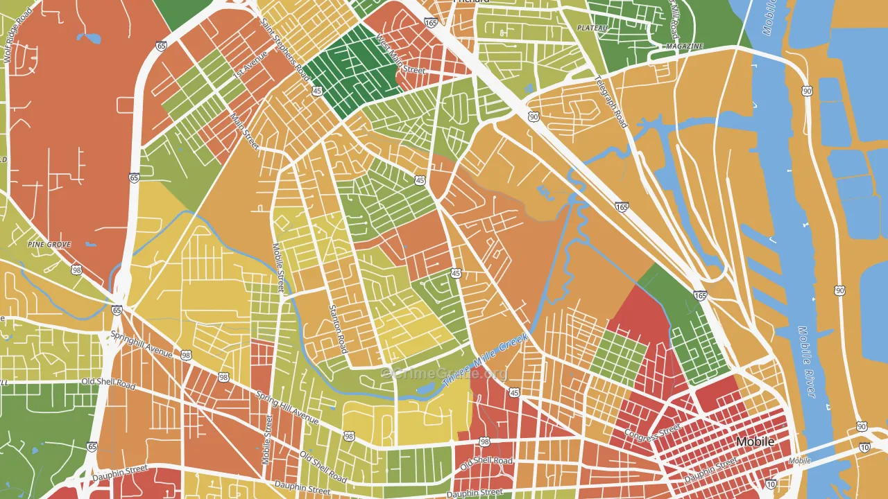 Gorgas, Mobile, AL Map of Theft Rates