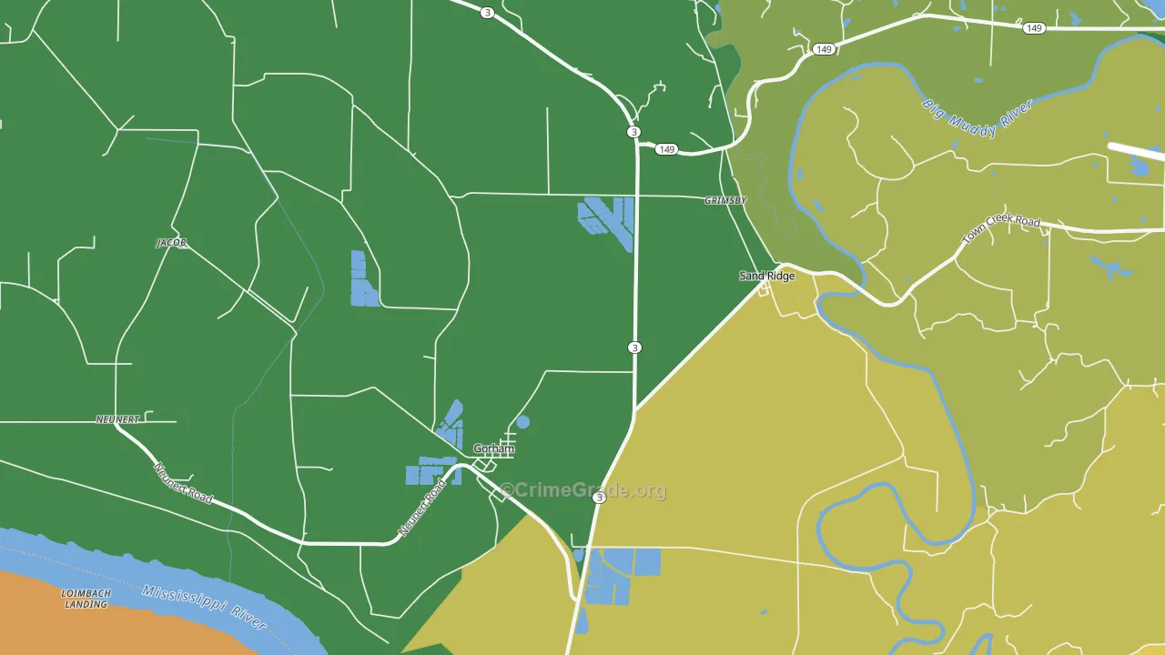 Gorham, IL Map of Theft Rates