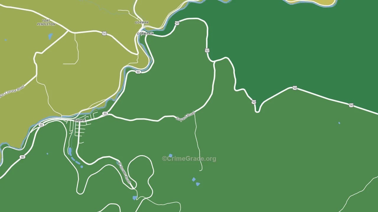 Gormania, WV Map of Theft Rates