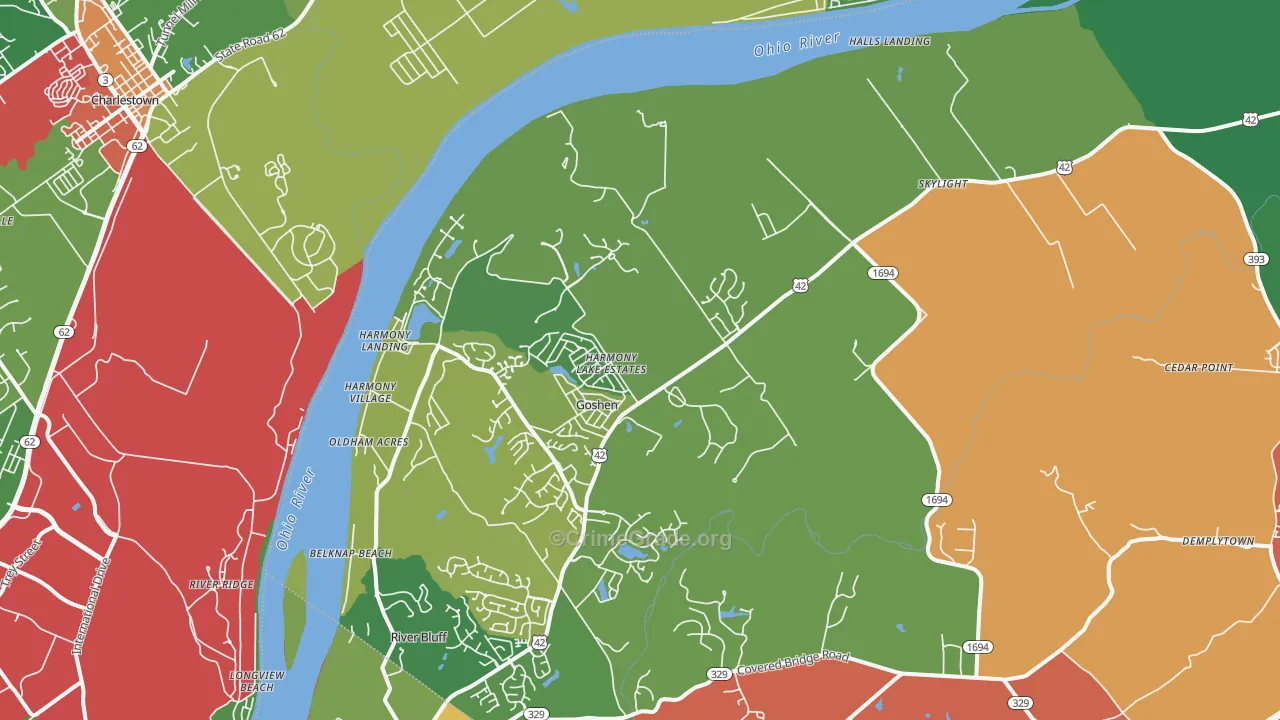 Goshen, KY Map of Theft Rates