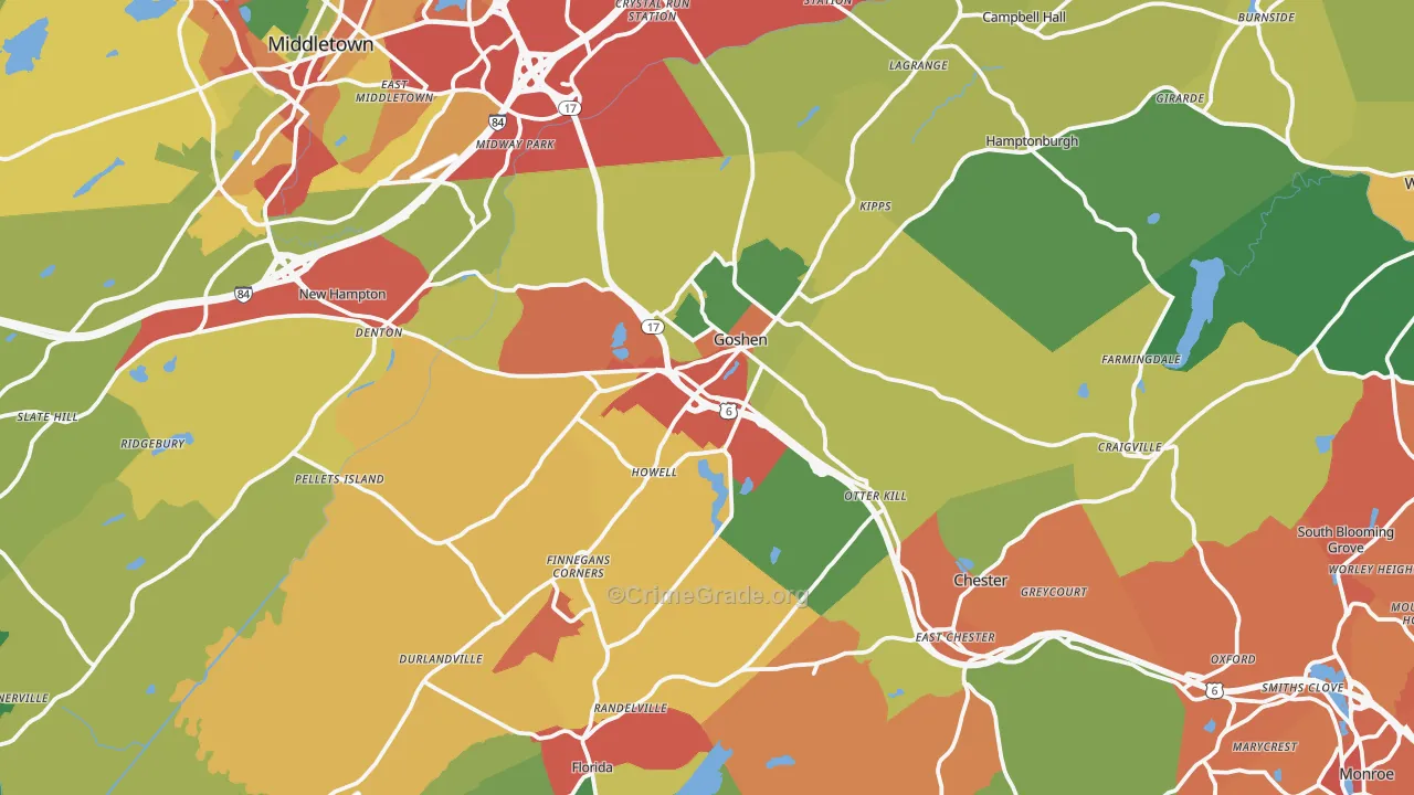 Goshen, NY Map of Theft Rates