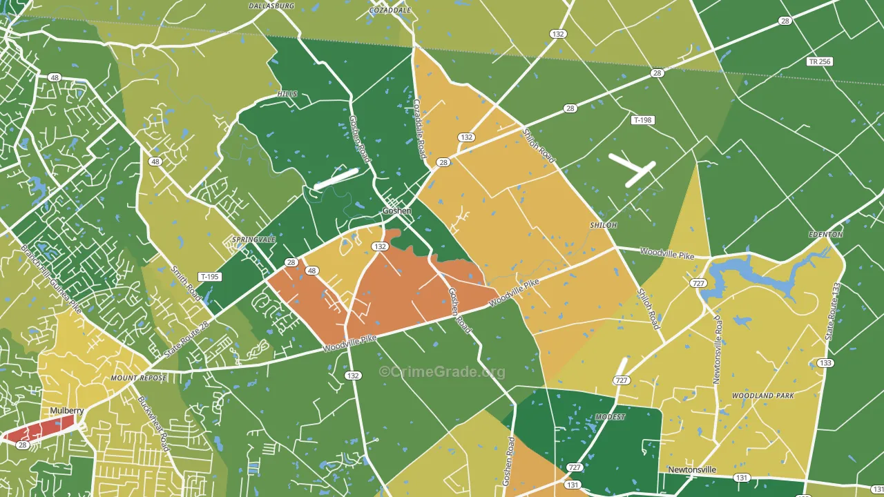 Goshen, OH Map of Theft Rates