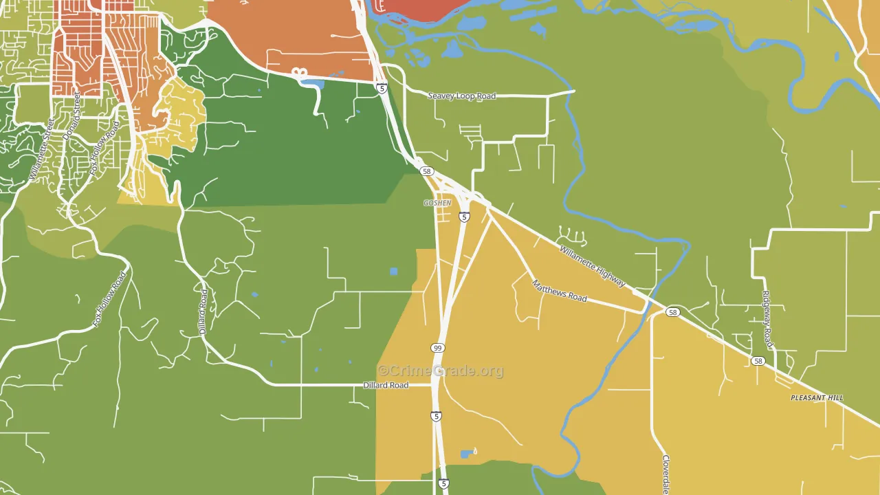 Goshen, OR Map of Theft Rates