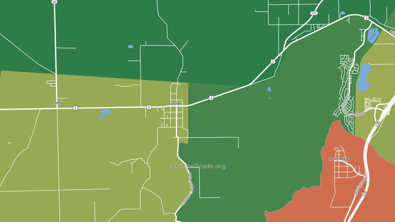 Goshen, UT Map of Theft Rates