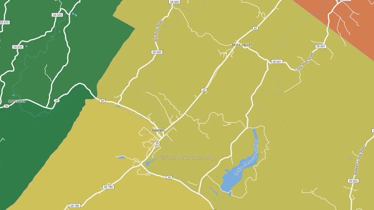 Goshen, VA Map of Theft Rates