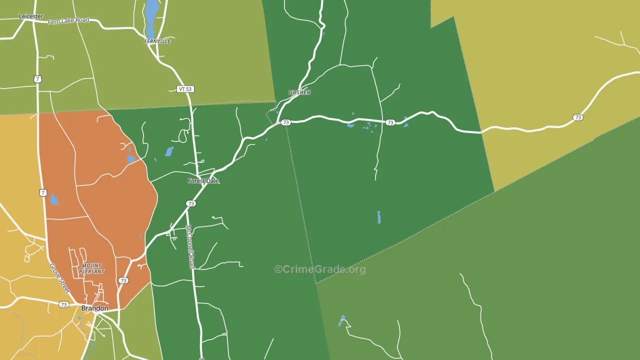 Goshen, VT Map of Theft Rates