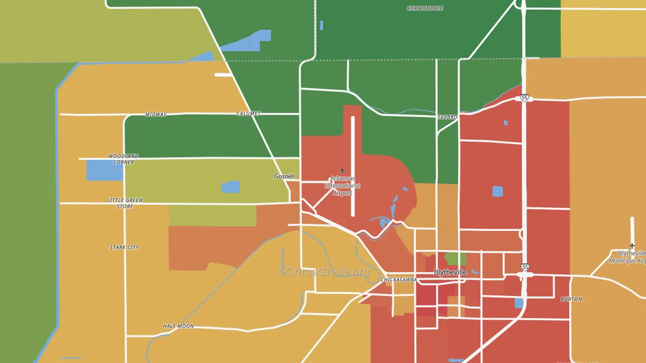 Gosnell, AR Map of Theft Rates