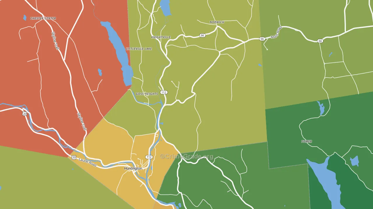 Goss Heights, MA Map of Theft Rates