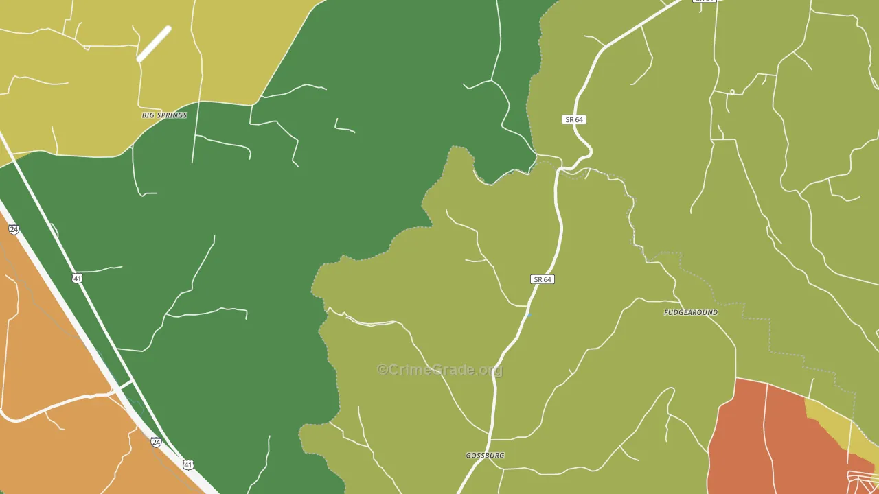 Gossburg, TN Map of Theft Rates
