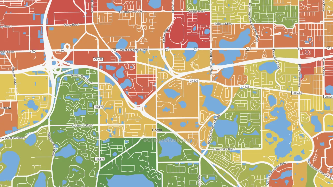 Gotha, FL Map of Theft Rates
