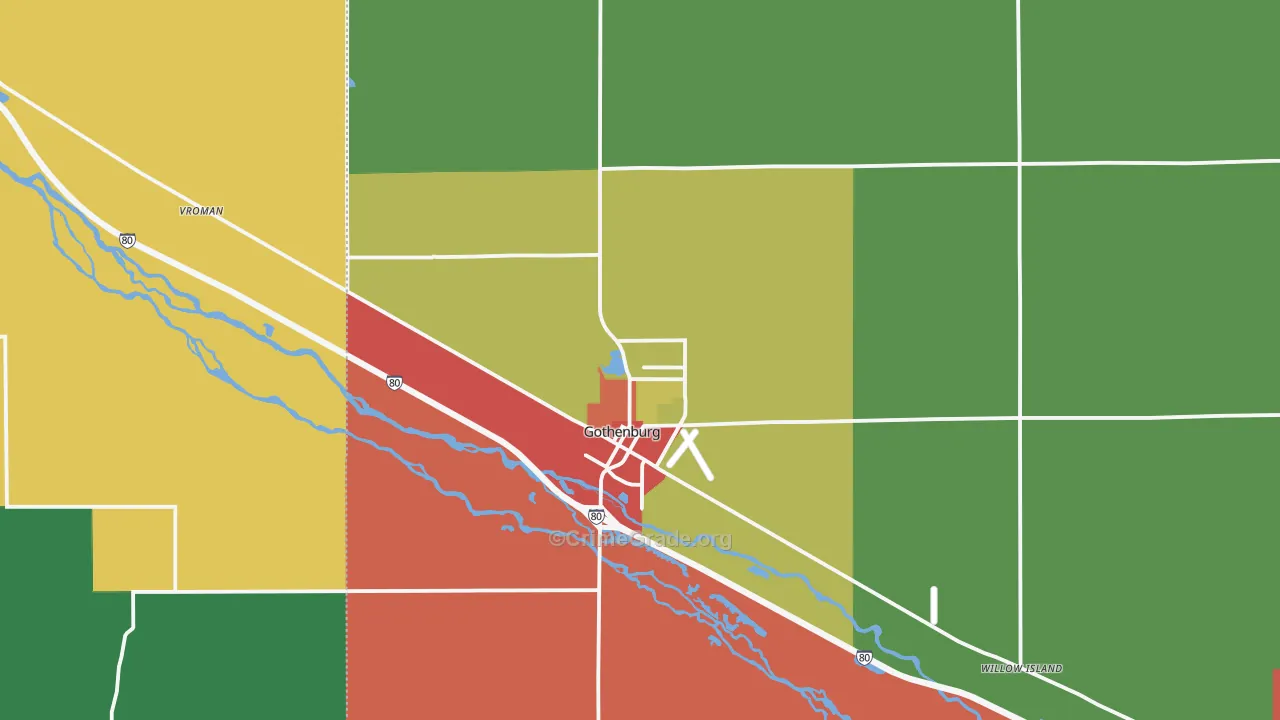 Gothenburg, NE Map of Theft Rates