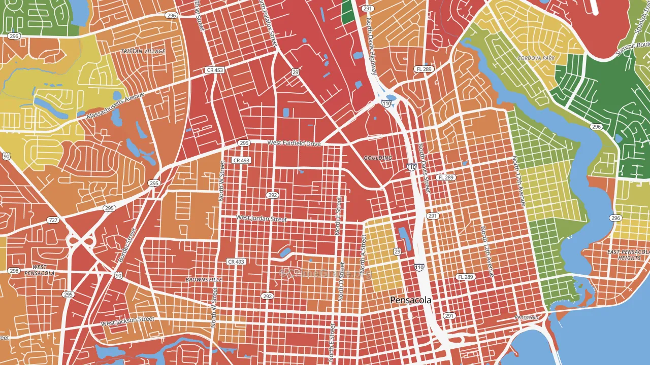 Goulding, FL Map of Theft Rates
