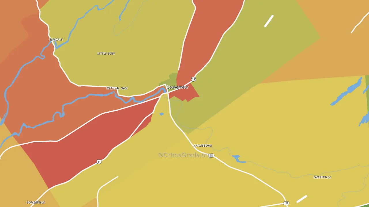 Gouverneur, NY Map of Theft Rates