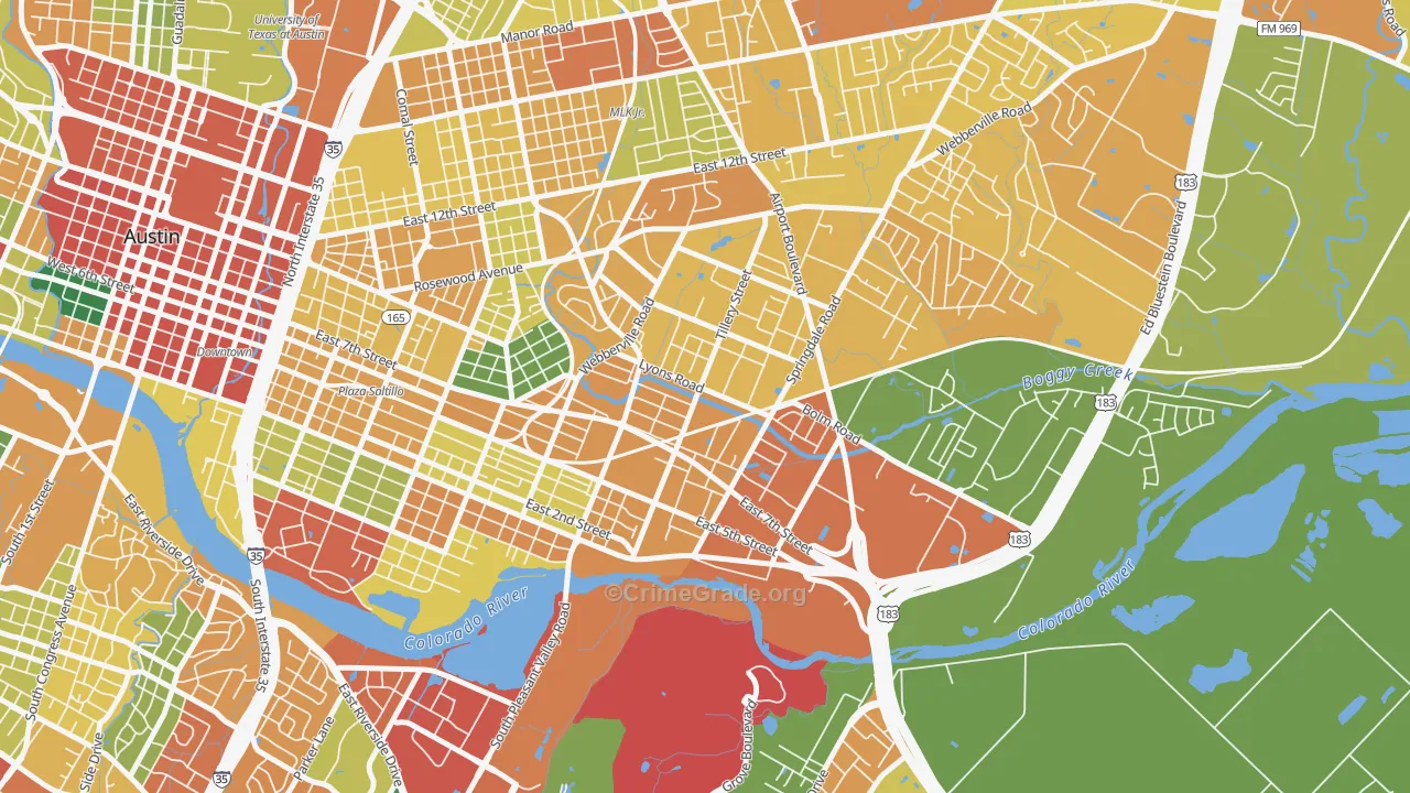 Govalle, Austin, TX Map of Theft Rates