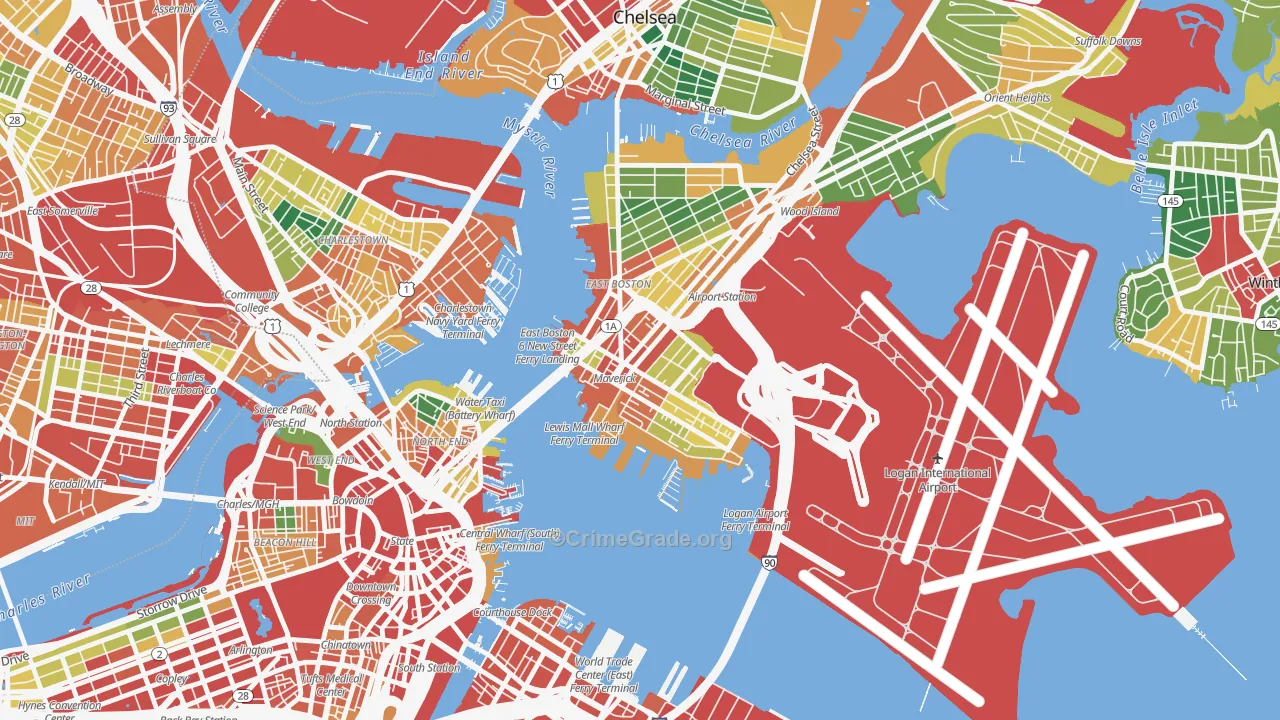 Gove Street, Boston, MA Map of Theft Rates