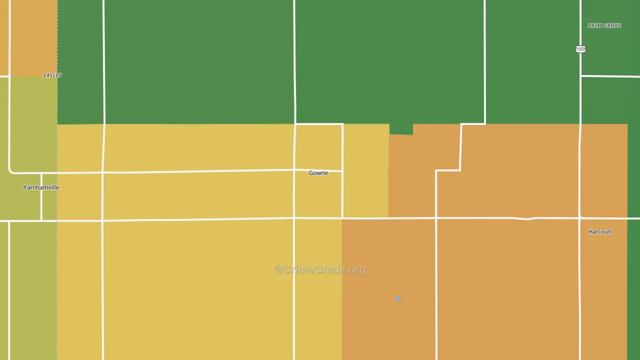 Gowrie, IA Map of Theft Rates