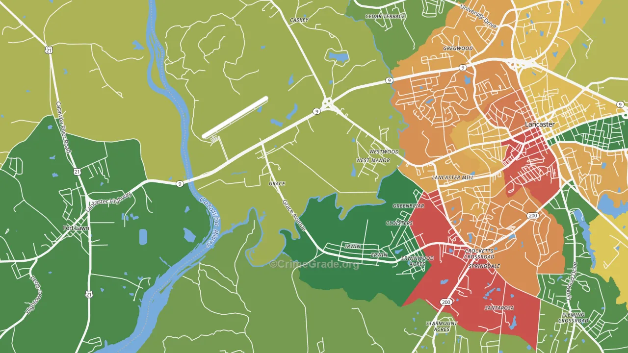 Grace, SC Map of Theft Rates