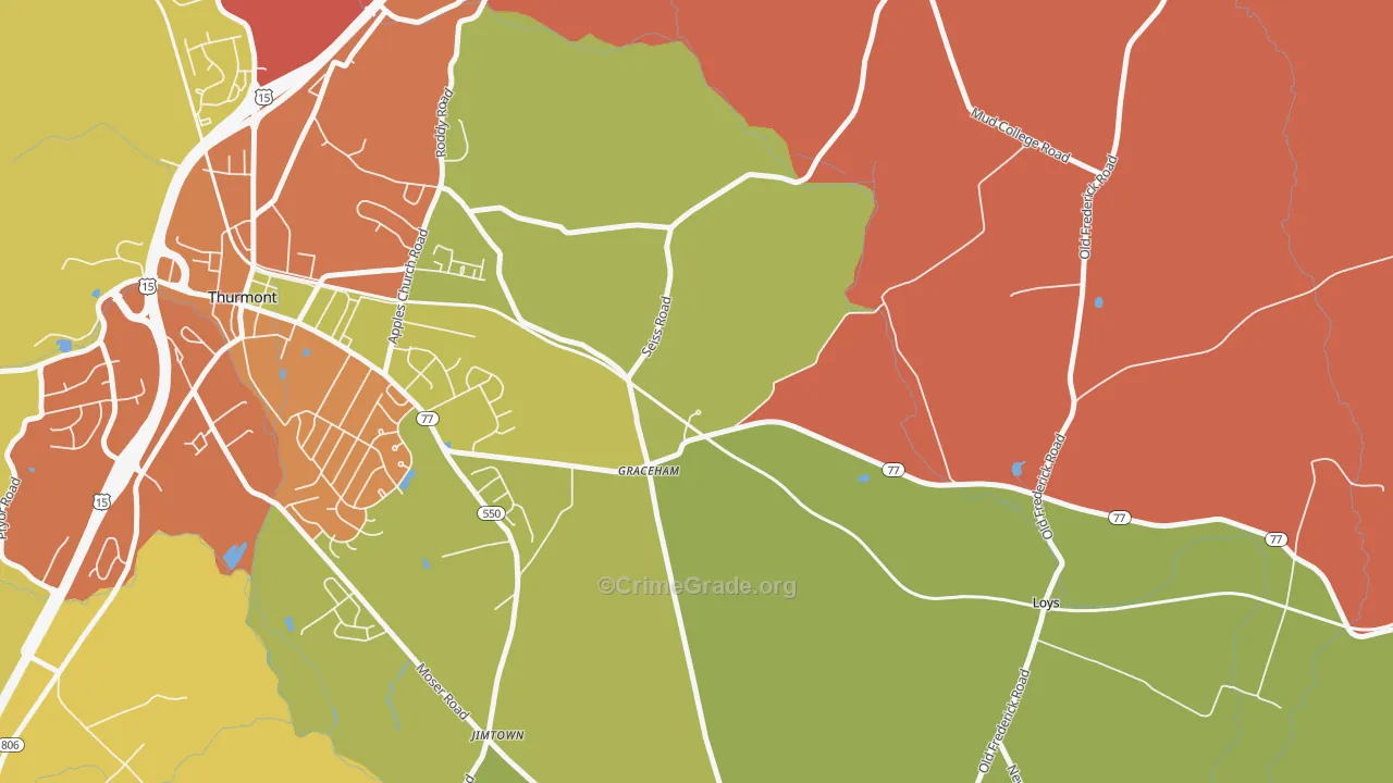 Graceham, MD Map of Theft Rates